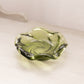 Vintage Small Green Glass Swirl Dish with Textured Bottom