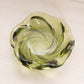 Vintage Small Green Glass Swirl Dish with Textured Bottom