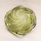 Vintage Small Green Glass Swirl Dish with Textured Bottom