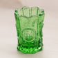 Vintage Small Green Glass Toothpick Holder with Circular Designs