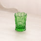 Vintage Small Green Glass Toothpick Holder with Circular Designs