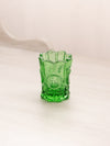 Vintage Small Green Glass Toothpick Holder with Circular Designs