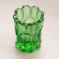 Vintage Small Green Glass Toothpick Holder with Circular Designs