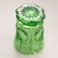 Vintage Small Green Glass Toothpick Holder with Circular Designs