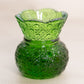 Vintage Small Green Glass Toothpick Holder with Octagonal Designs