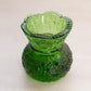 Vintage Small Green Glass Toothpick Holder with Octagonal Designs