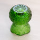 Vintage Small Green Glass Toothpick Holder with Octagonal Designs