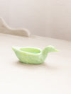 Vintage Small Green Milk Glass Iridescent Bird Dish