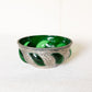 Vintage Small Green Glass Bowl with Silver Tone Metal Details