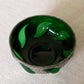 Vintage Small Green Glass Bowl with Silver Tone Metal Details