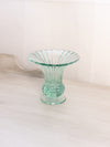 Vintage Small Heisey Ridgeleigh Zircon Green Glass Footed Vase