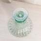 Vintage Small Heisey Ridgeleigh Zircon Green Glass Footed Vase