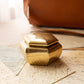 Vintage Small Hexagonal Lidded Brass Jar
