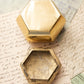 Vintage Small Hexagonal Lidded Brass Jar