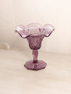 Vintage Small Imperial Cosmos Purple Floral Glass Compote