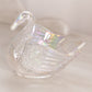 Vintage Small Imperial Glass Clear Iridescent Swan Dish
