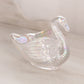 Vintage Small Imperial Glass Clear Iridescent Swan Dish