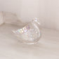 Vintage Small Imperial Glass Clear Iridescent Swan Dish