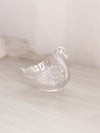 Vintage Small Imperial Glass Clear Iridescent Swan Dish
