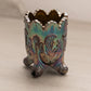 Vintage Small Inverted Fan and Feather Carnival Glass Toothpick Holder