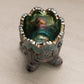 Vintage Small Inverted Fan and Feather Carnival Glass Toothpick Holder