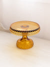 Vintage Small LE Smith Glass Amber Hobnail Cake Stand