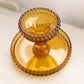 Vintage Small LE Smith Glass Amber Hobnail Cake Stand