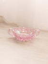 Vintage Small LE Smith Pink Glass 2 Handled Nappy Dish