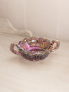 Vintage Small LE Smith Purple Pink Glass 2 Handled Nappy Dish