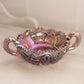 Vintage Small LE Smith Purple Pink Glass 2 Handled Nappy Dish