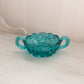 Vintage Small LE Smith Teal Glass 2 Handled Nappy Dish