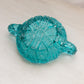 Vintage Small LE Smith Teal Glass 2 Handled Nappy Dish