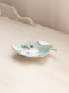 Vintage Small Light Blue Ceramic Floral Leaf Dish