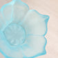 Vintage Small Light Blue Frosted Glass Lotus Dish