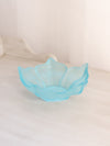 Vintage Small Light Blue Frosted Glass Lotus Dish