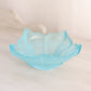 Vintage Small Light Blue Frosted Glass Lotus Dish