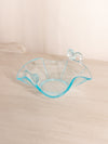 Vintage Small Light Blue Glass Dish with Dolphin Handles