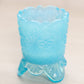 Vintage Small Light Blue Opalescent Glass Daisy & Button Toothpick Holder