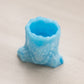 Vintage Small Light Blue Slag Glass Owl in Tree Toothpick Holder