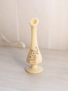 Vintage Small Matte Cream Glass Hand Painted Floral Vase