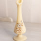 Vintage Small Matte Cream Glass Hand Painted Floral Vase