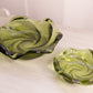 Vintage Small & Medium Green Glass Swirl Dish (Set of 2)