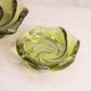 Vintage Small & Medium Green Glass Swirl Dish (Set of 2)