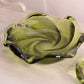 Vintage Small & Medium Green Glass Swirl Dish (Set of 2)