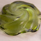 Vintage Small & Medium Green Glass Swirl Dish (Set of 2)