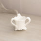Vintage Small Milk Glass Handled Floral Toothpick Holder