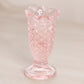 Vintage Small Narrow Pale Pink Glass English Hobnail Ruffle Edge Vase
