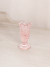 Vintage Small Narrow Pale Pink Glass English Hobnail Ruffle Edge Vase