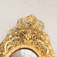 Vintage Small Oval Gold Tone Metal Floral Hanging Frame with Lady Print
