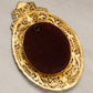 Vintage Small Oval Gold Tone Metal Floral Hanging Frame with Lady Print